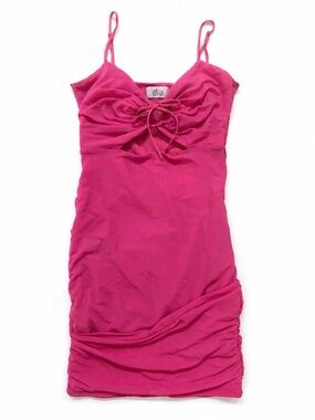 Oh Polly Hot Pink Ruched Slip Mini Dress